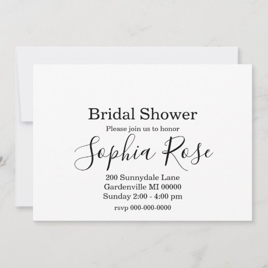 Invitation Elegant Simple script nuptiale douche (Devant)
