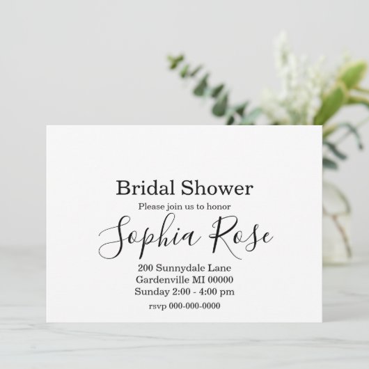 Invitation Elegant Simple script nuptiale douche (Debout devant)