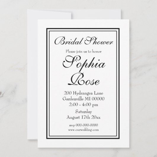 Invitation Elegant Simple script nuptiale douche (Devant)