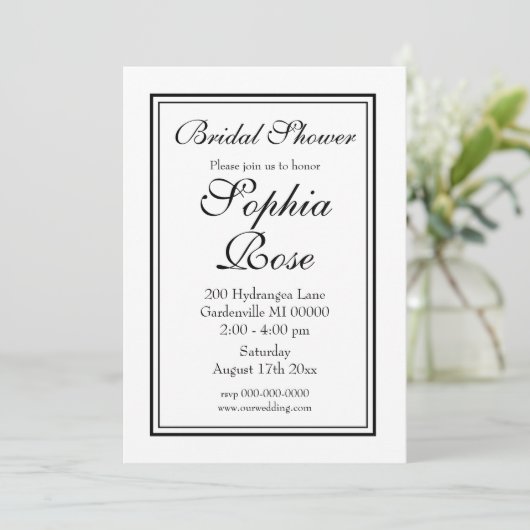 Invitation Elegant Simple script nuptiale douche (Debout devant)
