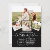 Invitation Élégant simple script Photo Collage Mariage (Dos)