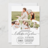 Invitation Élégant simple script Photo Collage Mariage (Dos)