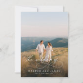 Invitation Elegant Simple Script QR Code Budget Photo Wedding (Devant)