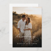 Invitation Elegant Simple Script QR Code Photo Budget Wedding (Devant / Derrière)