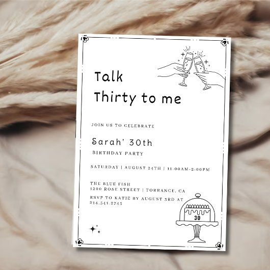 Invitation Élégant simple Talk 30 To Me 30th Birthday Party