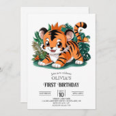Invitation Élégant simple Tigre 1er Anniversaire numérique (Devant / Derrière)