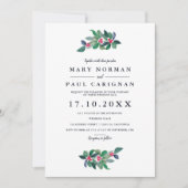 Invitation Élégant simple vert bleu hiver mariage de Noël (Devant)