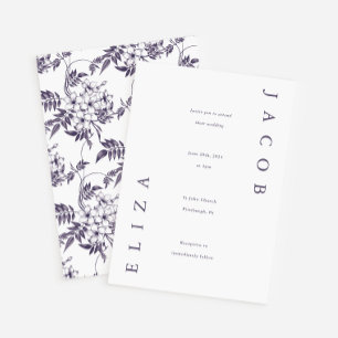 Invitation Élégant Simple Violet Floral Grand Type Mariage
