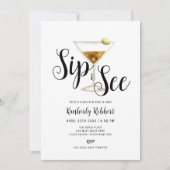 Invitation Elégant Sip et voir Baby shower Martini (Devant)