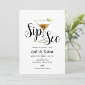 Invitation Elégant Sip et voir Baby shower Martini (Debout devant)