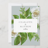 Invitation Élégant Site Web de Mariage aux Roses Blanches (Devant)