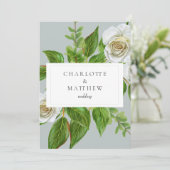 Invitation Élégant Site Web de Mariage aux Roses Blanches (Debout devant)