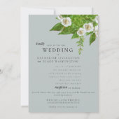 Invitation Élégant Site Web de Mariage aux Roses Blanches (Dos)