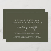 Invitation Élégant Site Web de Mariage Vert Moderne pour RSVP (Devant / Derrière)