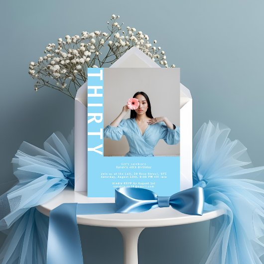 Invitation Elégant Sky Blue 30e anniversaire
