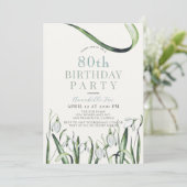 Invitation Elégant Snowdrops Aquarelle 80e anniversaire (Debout devant)