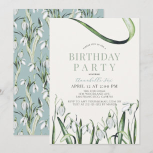 Invitation Elégant Snowdrops Aquarelle Adulte Anniversaire