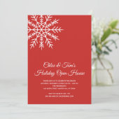 Invitation Élégant Snowflake Red Holiday Open House (Debout devant)