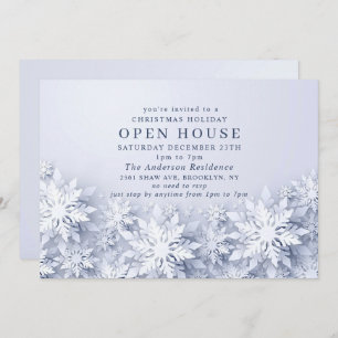 Invitation Élégant Snowflakes 3D Noël VACANCES Open House