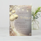 Invitation Élégant Snowflakes, Balls, Lumières Noël (Debout devant)