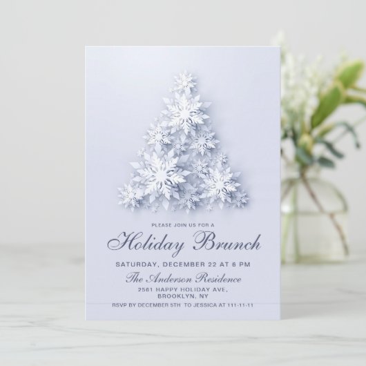 Invitation Élégant Snowflakes CHRISTMAS HOLIDAY BRUNCH (Debout devant)