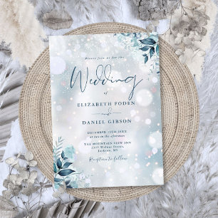 Invitation Élégant Snowflakes hiver Mariage floral