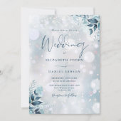 Invitation Élégant Snowflakes hiver Mariage floral (Devant)