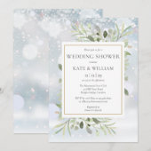 Invitation Élégant Snowflakes hiver Wedding shower verdoyant (Devant / Derrière)