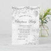 Invitation Élégant Snowflakes, Lumières, Ballons, Fête de Noë (Debout devant)