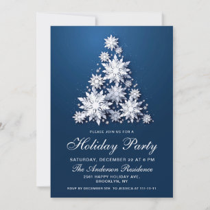 Invitation Élégant Snowflakes Noël Arbre Fête de Noël