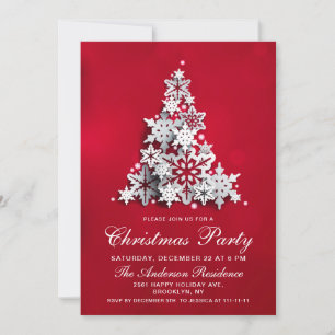 Invitation Élégant Snowflakes Noël Arbre Fête de Noël