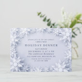 Invitation Élégant Snowflakes Noël DÎNER (Debout devant)