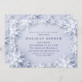Invitation Élégant Snowflakes Noël DÎNER (Devant / Derrière)