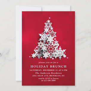Invitation Élégant Snowflakes Noël VACANCES BRUNCH
