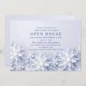 Invitation Élégant Snowflakes Noël VACANCES Open House (Devant / Derrière)