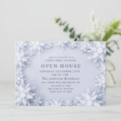 Invitation Élégant Snowflakes Noël VACANCES Open House (Debout devant)