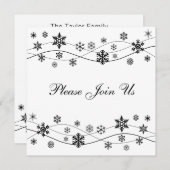 Invitation Élégant Snowflakes noir (Devant / Derrière)