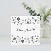 Invitation Élégant Snowflakes noir (Debout devant)