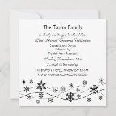 Invitation Élégant Snowflakes noir (Dos)
