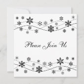 Invitation Élégant Snowflakes noir (Devant)