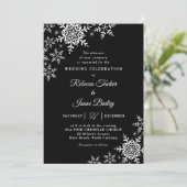 Invitation Élégant Snowflakes Plaid Black & White Mariage (Debout devant)