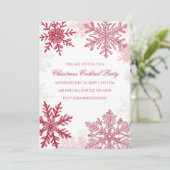 Invitation Élégant Snowflakes Rouge rose Cocktails de Noël (Debout devant)