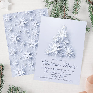 Invitation Élégant Snowflakes Tree Fête de Noël