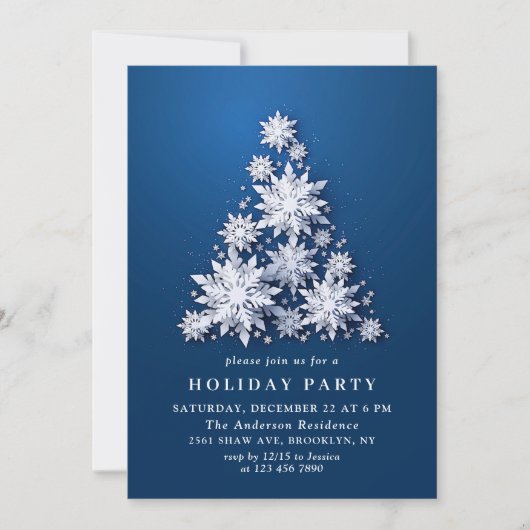 Invitation Élégant Snowflakes Tree Holiday NOËL PARTI (Devant)