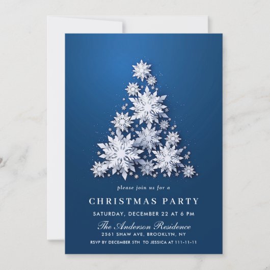 Invitation Élégant Snowflakes Tree Holiday NOËL PARTI (Devant)