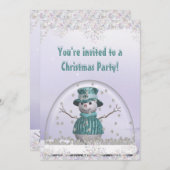 Invitation Élégant SnowGlobe & Snowman Christmas Party (Devant / Derrière)