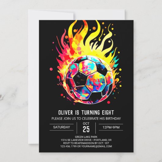 Invitation Elégant Soccer Enfants en ligne anniversaire (Devant)