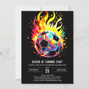 Invitation Elégant Soccer Enfants en ligne anniversaire