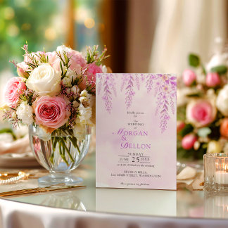 Invitation Elegant Soft Blush Lavender Floral Wedding