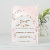 Invitation Elegant Soft Blush Pink Cherry Blossom Wedding (Debout devant)